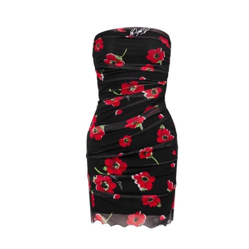 MOSCHINO JEANS vestiti casual donna moschino jeans - abito tulle stampa fiori - nero da donna