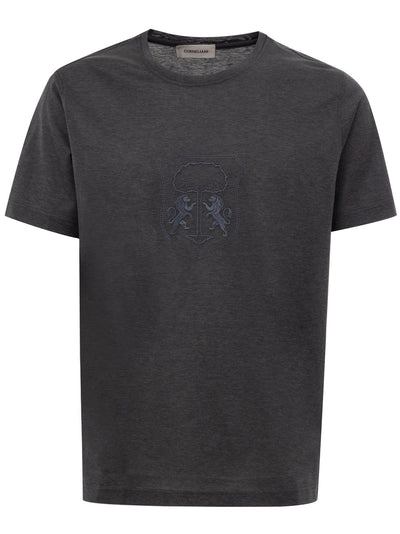Corneliani T-Shirt in Cotone con Stampa Centrale da uomo