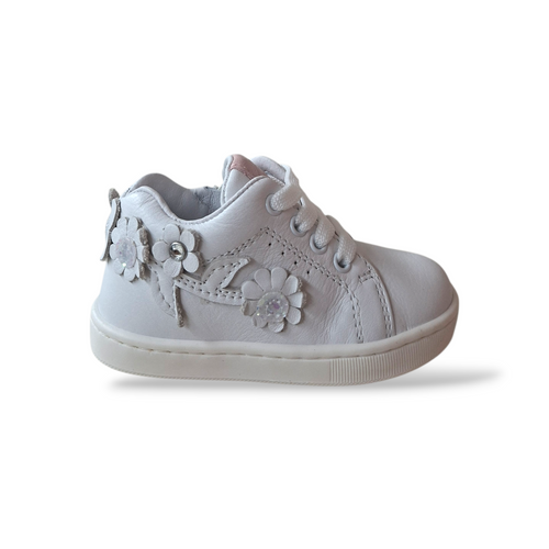 Scarpe Primi Passi Bambina Balducci Cita Soft Pelle Bianco Laccio Zip Made in Italy