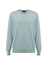 Gran Sasso Maglia Girocollo Azzurra in Cashmere e Seta in Azzurro da uomo