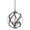 Lampadario Per Esterno Nordico Blacksmith Acciaio Nero Antico Vetro 3 Luci E14