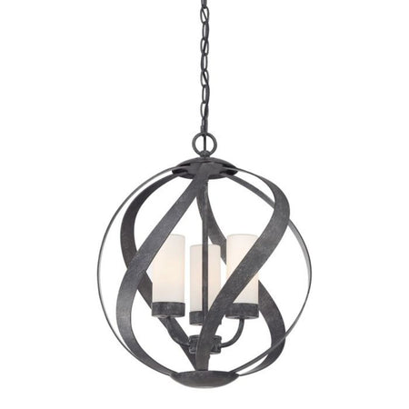 Lampadario Per Esterno Nordico Blacksmith Acciaio Nero Antico Vetro 3 Luci E14
