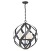 Lampadario Per Esterno Nordico Blacksmith Acciaio Nero Antico Vetro 4 Luci E14