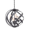 Lampadario Per Esterno Nordico Blacksmith Acciaio Nero Antico Vetro 4 Luci E14