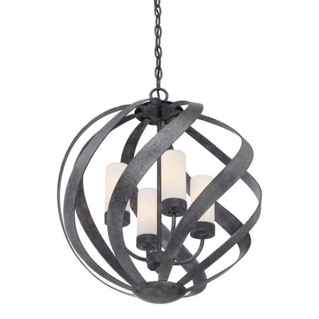 Lampadario Per Esterno Nordico Blacksmith Acciaio Nero Antico Vetro 4 Luci E14