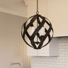 Lampadario Per Esterno Nordico Blacksmith Acciaio Nero Antico Vetro 4 Luci E14