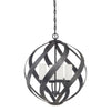 Lampadario Per Esterno Nordico Blacksmith Acciaio Nero Antico Vetro 4 Luci E14
