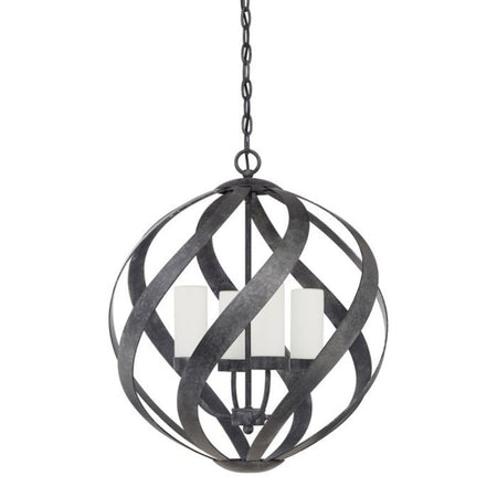 Lampadario Per Esterno Nordico Blacksmith Acciaio Nero Antico Vetro 4 Luci E14
