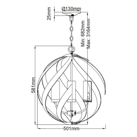 Lampadario Per Esterno Nordico Blacksmith Acciaio Nero Antico Vetro 4 Luci E14