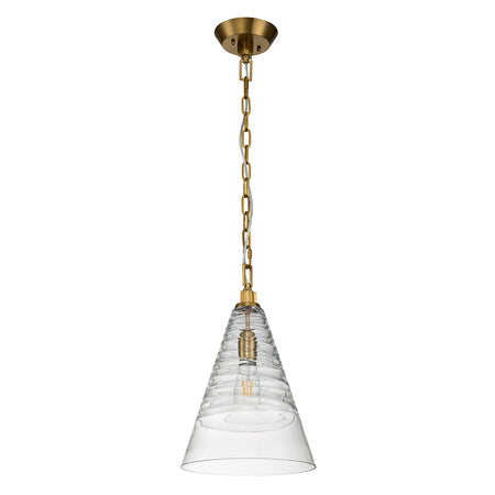Sospensione Contemporanea Elmore Acciaio Ottone Brunito Vetro 1 Luce E27