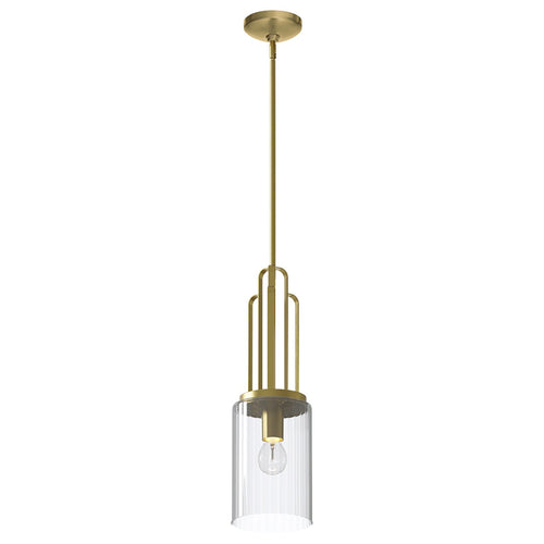 Sospensione Contemporanea Kimrose Acciaio Ottone Spazzolato Vetro 1 Luce E27