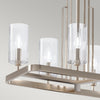 Lampadario Contemporaneo Kimrose Acciaio Nichel Lucido Vetro 10 Luci E14