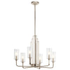 Lampadario Contemporaneo Kimrose Acciaio Nichel Lucido Vetro 6 Luci E14