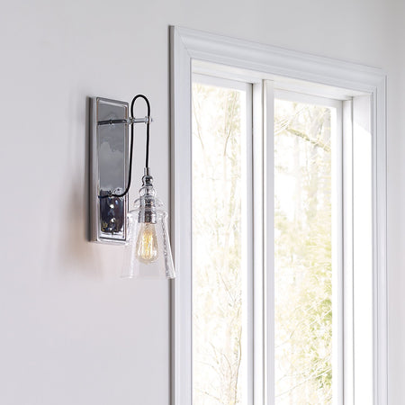 Applique Industrial Nordico Loras Acciaio Vetro 1 Luce E27