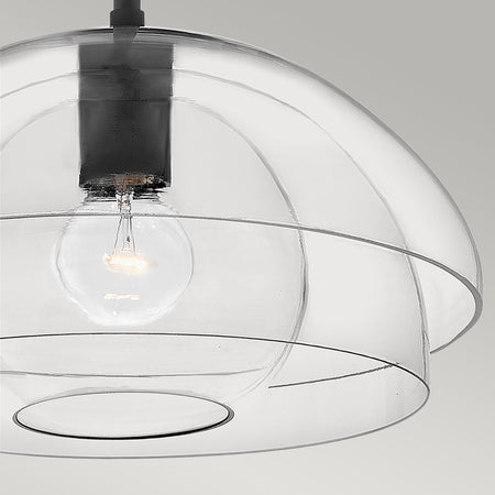 Sospensione Contemporanea Lotus Acciaio Nero Vetro 1 Luce E27