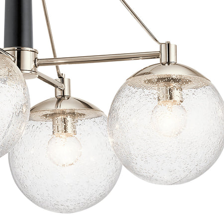 Lampadario Contemporaneo Marilyn Acciaio Nichel Lucido Vetro 4 Luci E27
