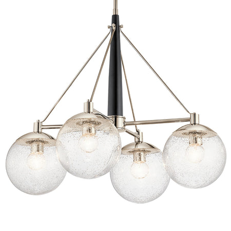 Lampadario Contemporaneo Marilyn Acciaio Nichel Lucido Vetro 4 Luci E27