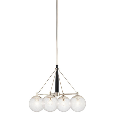 Lampadario Contemporaneo Marilyn Acciaio Nichel Lucido Vetro 4 Luci E27