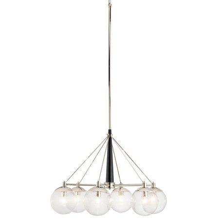 Lampadario Contemporaneo Marilyn Acciaio Nichel Lucido Vetro 6 Luci E27