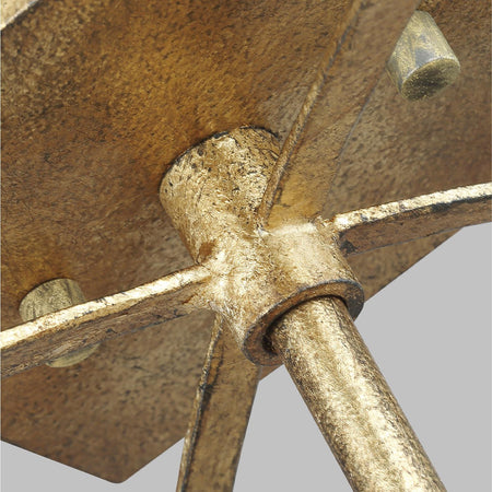 Lampadario Industrial Nordico Thayer Acciaio Doratura Anticata Grande 4 Luci E14