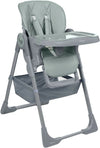 KIKKABOO Seggiolone COMFY+ , regolabile in altezza, con cinture, doppio vassoio, pieghevole, chiusura compatta, comodo, colore MINT, verde menta