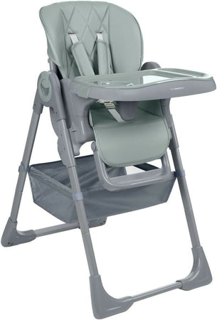 KIKKABOO Seggiolone COMFY+ , regolabile in altezza, con cinture, doppio vassoio, pieghevole, chiusura compatta, comodo, colore MINT, verde menta