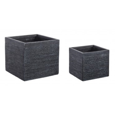 Set 2 Portavasi Graffiti Nero in poliresina da esterno