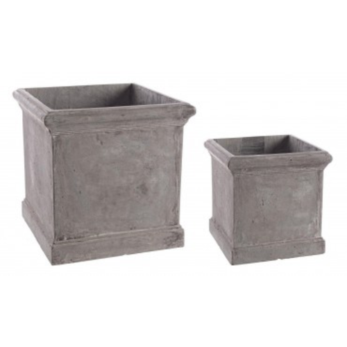 Set 2 PortaVaso Cement Grigio in Argilla Colorata per uso esterno.