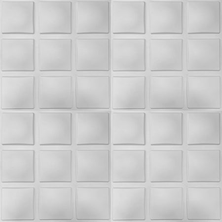 €1,99 Pannello in fibra naturale a parete 3D, rivestimento di lusso 3D 50X50cm BIANCO verniciabile QUADRATI Eternal Parquet