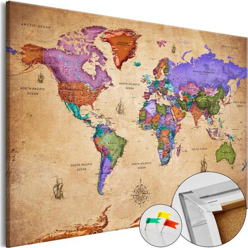 Quadri-di-sughero-Colourful-Travels-(1-Part)-Wide-[Cork-Map]