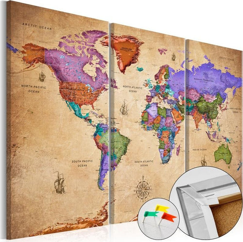 Quadri-di-sughero-Colourful-Travels-(3-Parts)-[Cork-Map]
