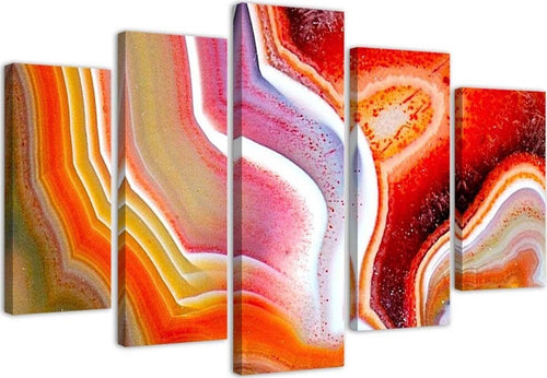 Quadri-Quadro-5-pezzi-Stampa-su-tela-Astrazione-colorata