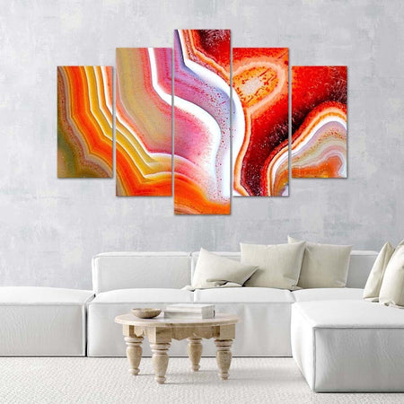 Quadri-Quadro-5-pezzi-Stampa-su-tela-Astrazione-colorata
