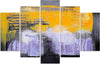 Quadri-Quadro-5-pezzi-Stampa-su-tela-Astrazione-Giallo-Viola