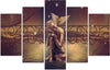 Quadri-Quadro-5-pezzi-Stampa-su-tela-Buddha-Brown-Feng-Shui