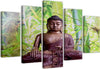 Quadri-Quadro-5-pezzi-Stampa-su-tela-Buddha-Meditazione-Verde