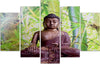 Quadri-Quadro-5-pezzi-Stampa-su-tela-Buddha-Meditazione-Verde