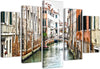 Quadri-Quadro-5-pezzi-Stampa-su-tela-Canale-di-Venezia-Italia-Città