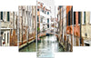 Quadri-Quadro-5-pezzi-Stampa-su-tela-Canale-di-Venezia-Italia-Città