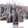Quadri-Quadro-5-pezzi-Stampa-su-tela-Chicago-Città-Architettura