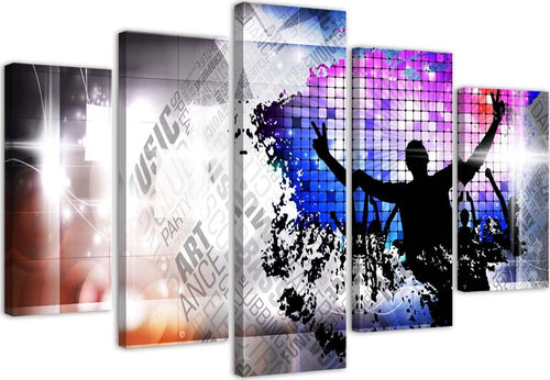 Quadri-Quadro-5-pezzi-Stampa-su-tela-Danza-Pop-Art