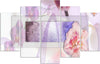 Quadri-Quadro-5-pezzi-Stampa-su-tela-fiore-astrazione-viola