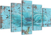 Quadri-Quadro-5-pezzi-Stampa-su-tela-Fiore-blu-vintage