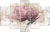 Quadri-Quadro-5-pezzi-Stampa-su-tela-Fiore-rosa-vintage