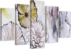Quadri-Quadro-5-pezzi-Stampa-su-tela-Fiori-acquerellati-Beige