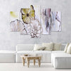 Quadri-Quadro-5-pezzi-Stampa-su-tela-Fiori-acquerellati-Beige