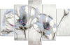 Quadri-Quadro-5-pezzi-Stampa-su-tela-Fiori-dipinti-bianchi
