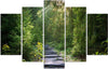 Quadri-Quadro-5-pezzi-Stampa-su-tela-Foresta-Natura-Paesaggio-verde