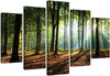 Quadri-Quadro-5-pezzi-Stampa-su-tela-Foresta-Verde-Natura