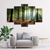 Quadri-Quadro-5-pezzi-Stampa-su-tela-Foresta-Verde-Natura